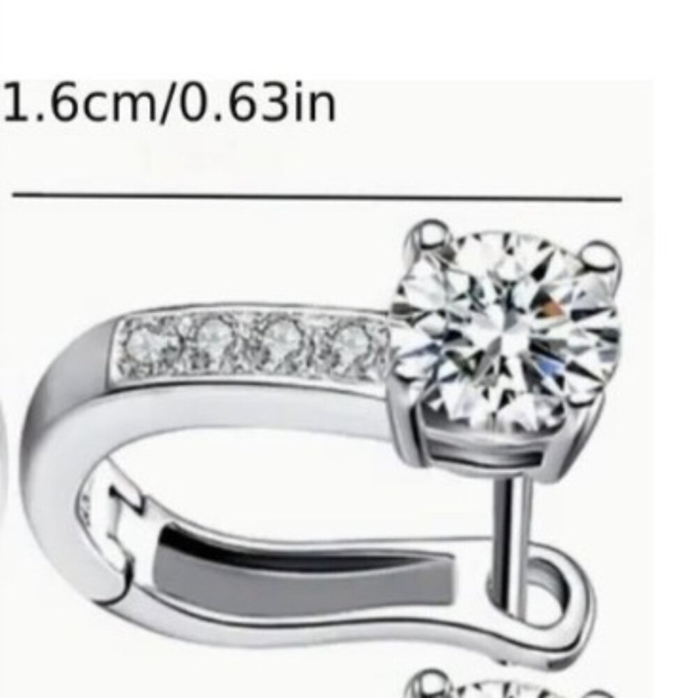 S925 Sterling Silver Ring Earrings Synthetic Cubic Zirconia Dainty Size Elegant - Picture 6 of 7